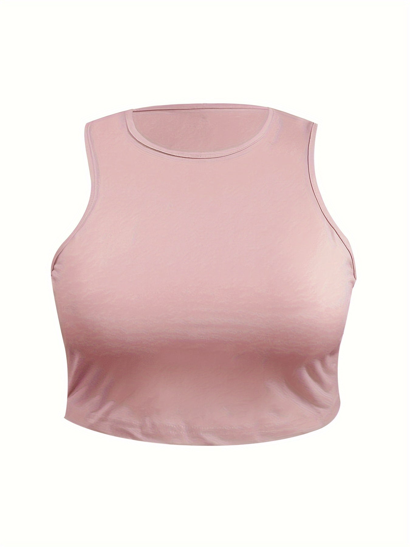  Solid Long Sleeve Hooded Sweatshirt & Round Neck Crop Tank Top Set