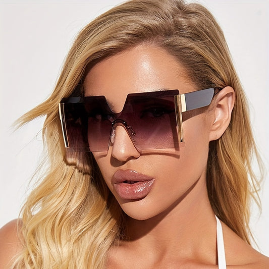 Geometric Frame Sunglasses Gradient Oversized Polarized Glasses