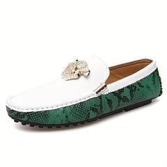 Women's Snakeskin Print Loafers Soft Sole Slip On Shoes Casual Flats