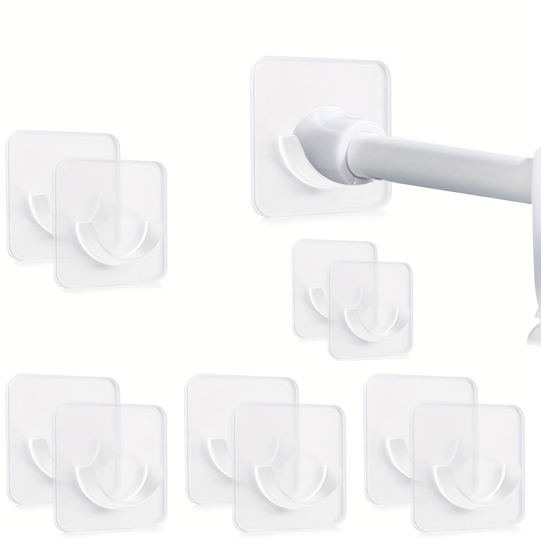 10pcs Adhesive Shower Rod Holders No Drilling