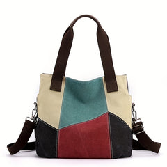 Stain Resistant Block Tote Bag Large Capacity Durable Shoulder Bag