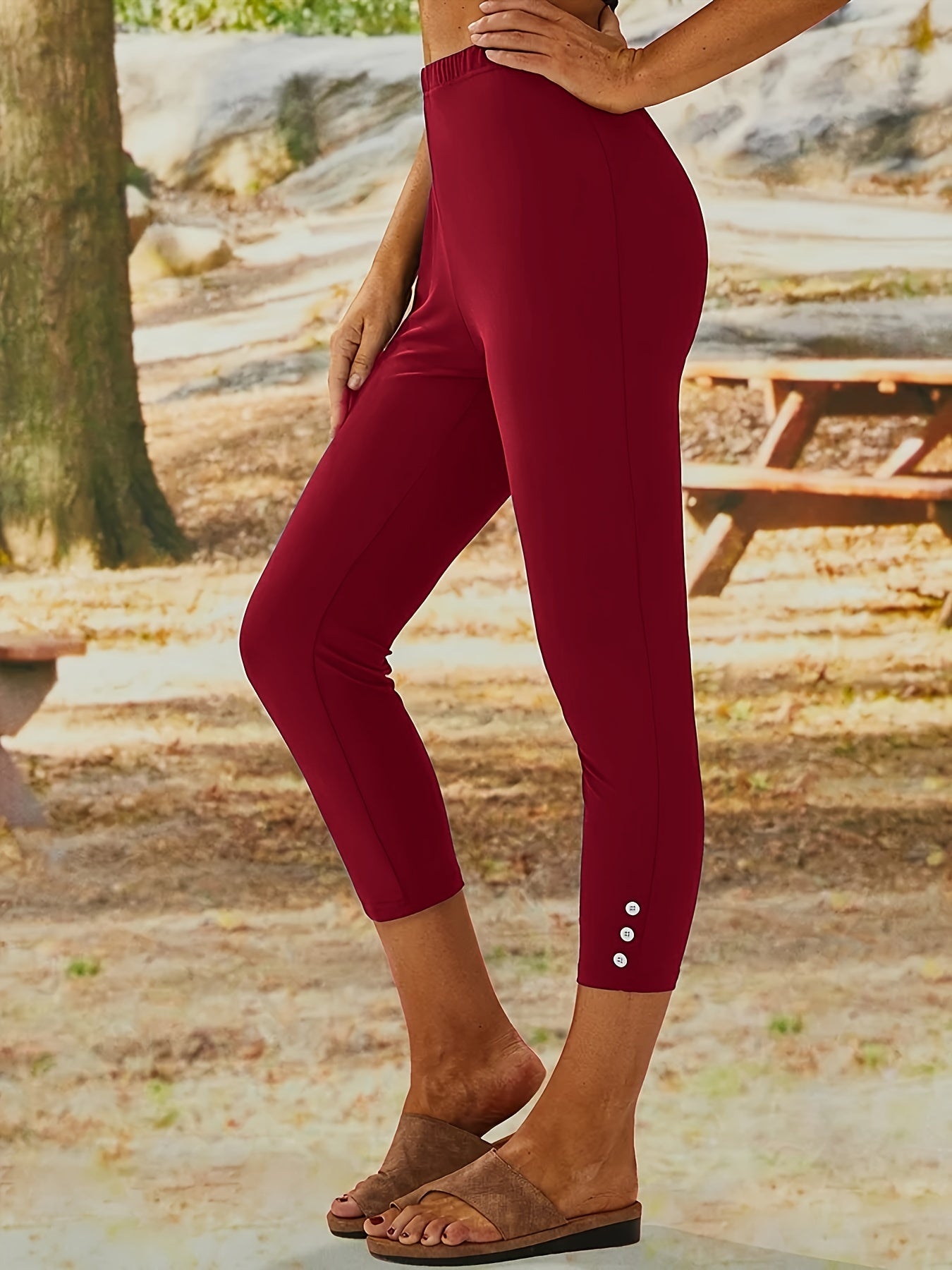 Women's High Waist Yoga Leggings Solid Stretch Skinny Pants
