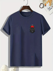 Men's Pattern Print Sports T-shirt, Graphic Tee for Fitness