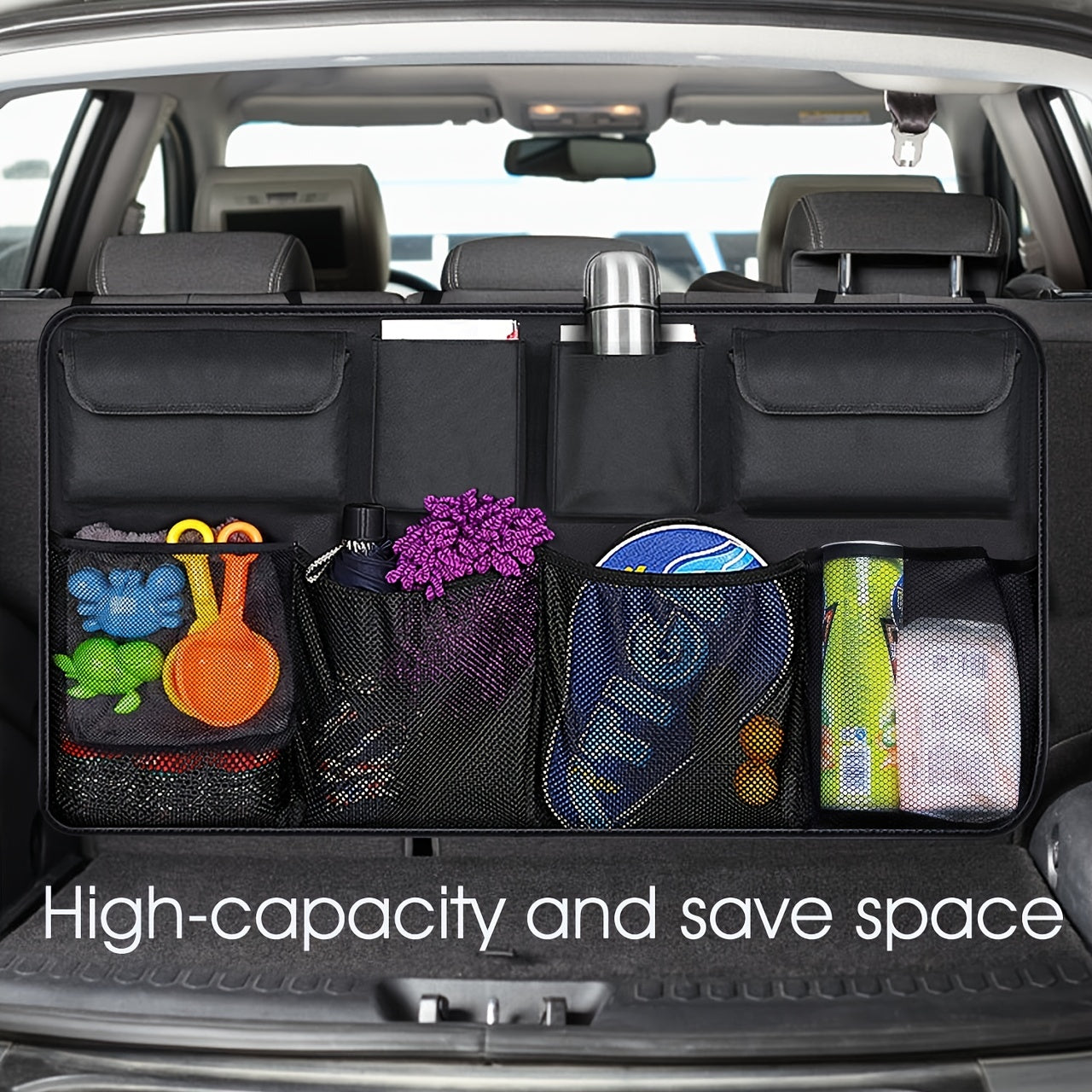 Car Trunk Storage Bags Rear Seat Car Storage Box w/ 8 Large Bags