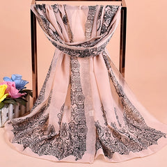 Chiffon Print Silk Scarf Classic Fall Winter Scarf Warm Soft Scarf