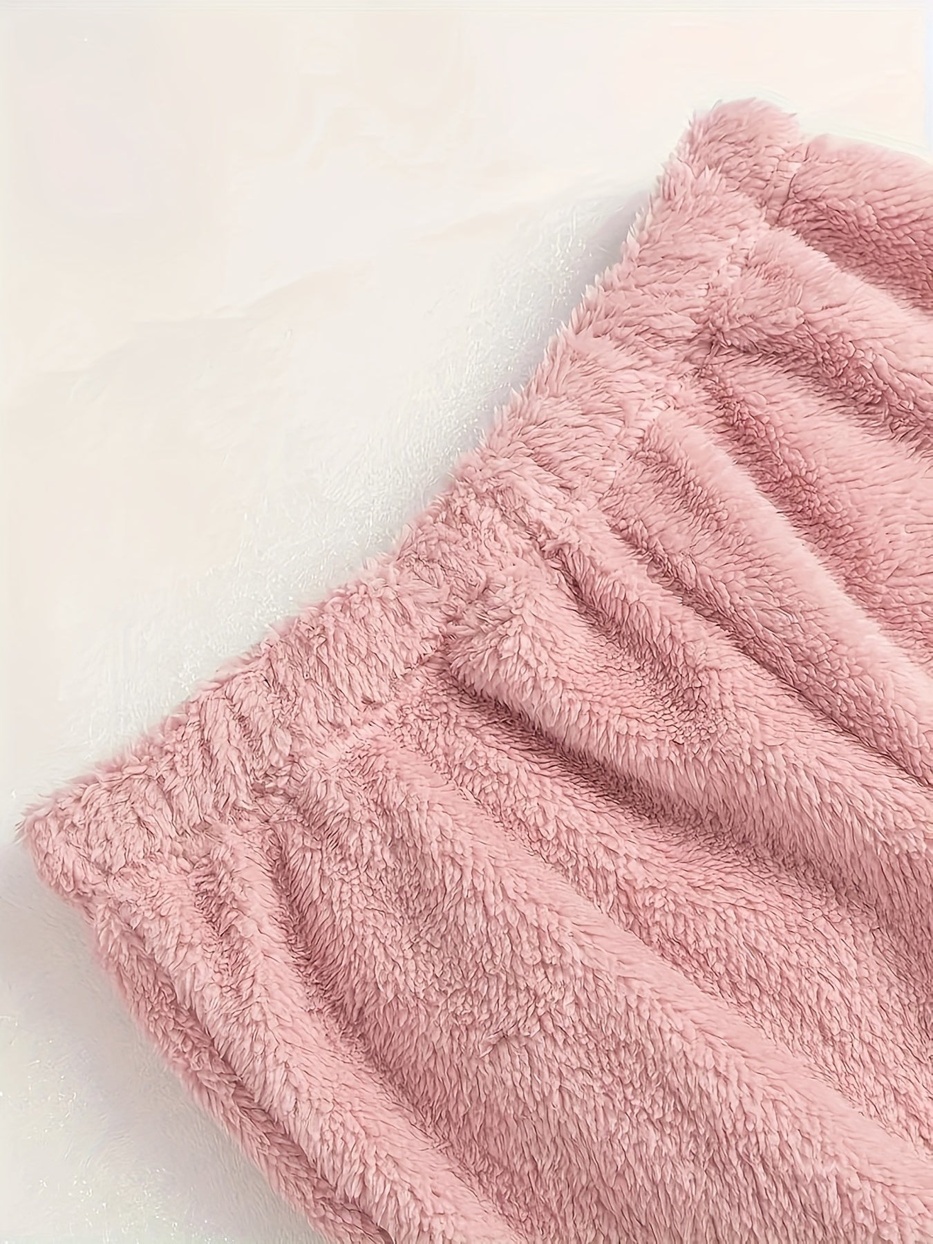  Fuzzy Fleece Pajamas Set Crew Neck Crop Top & Joggers