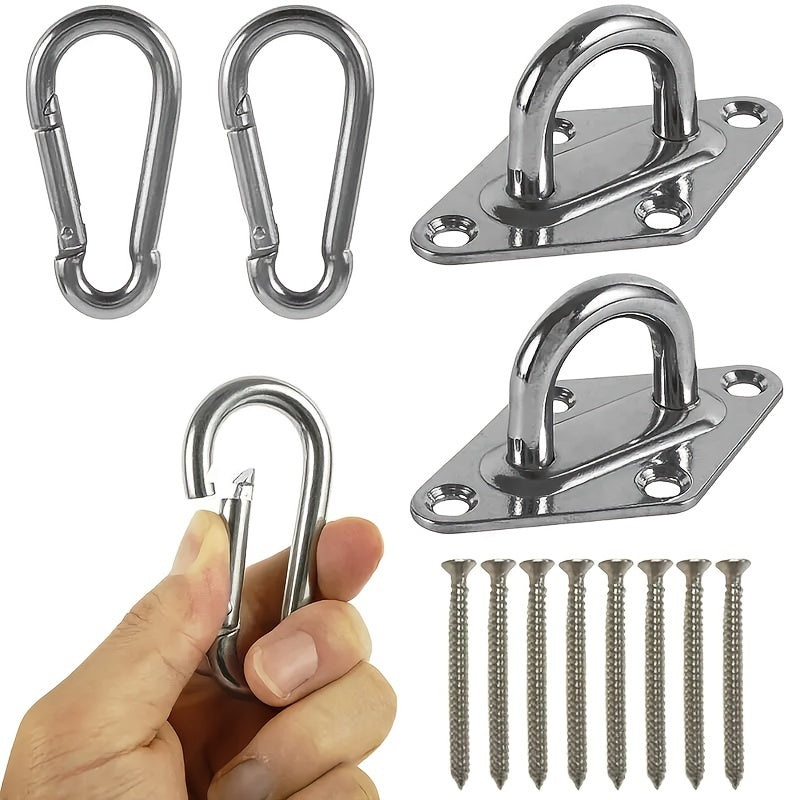 304 Stainless Hammock Hanging Kit with 2 Rhombus Pad Eyes