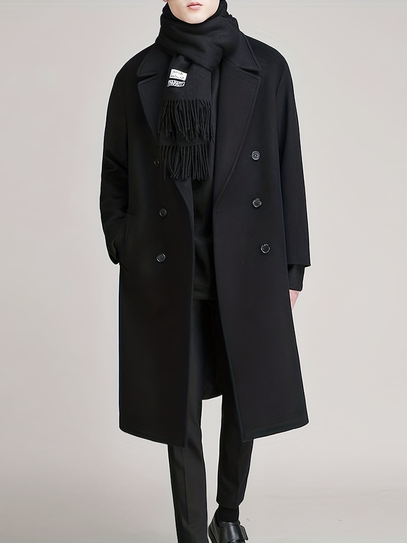 Vintage Style Wool Blend Coat Men's Overcoat for Fall Winter