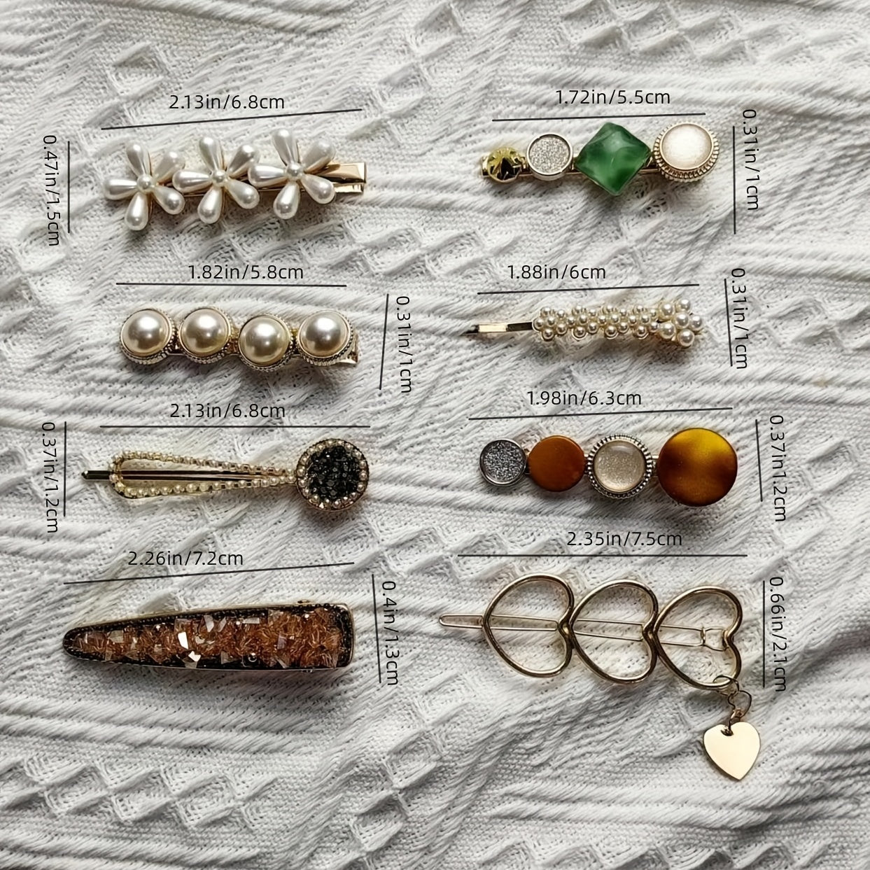 8pcs Faux Pearl Hair Clip Set Duck Billed Bobby Pins Hair Accessories