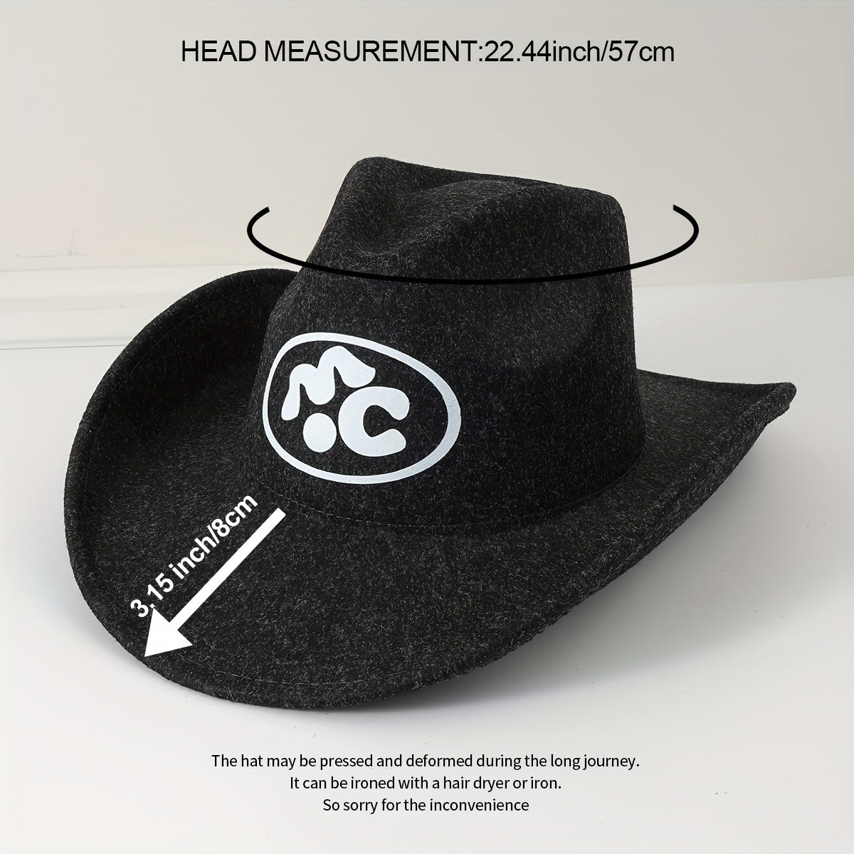 Western Cowboy Cowgirl Hat Front Clip Wide Brim Felt Polyester Hat Men Women