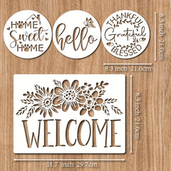 5pcs Welcome Stencils A4 Reusable Hello Sign Stencil Plastic Templates
