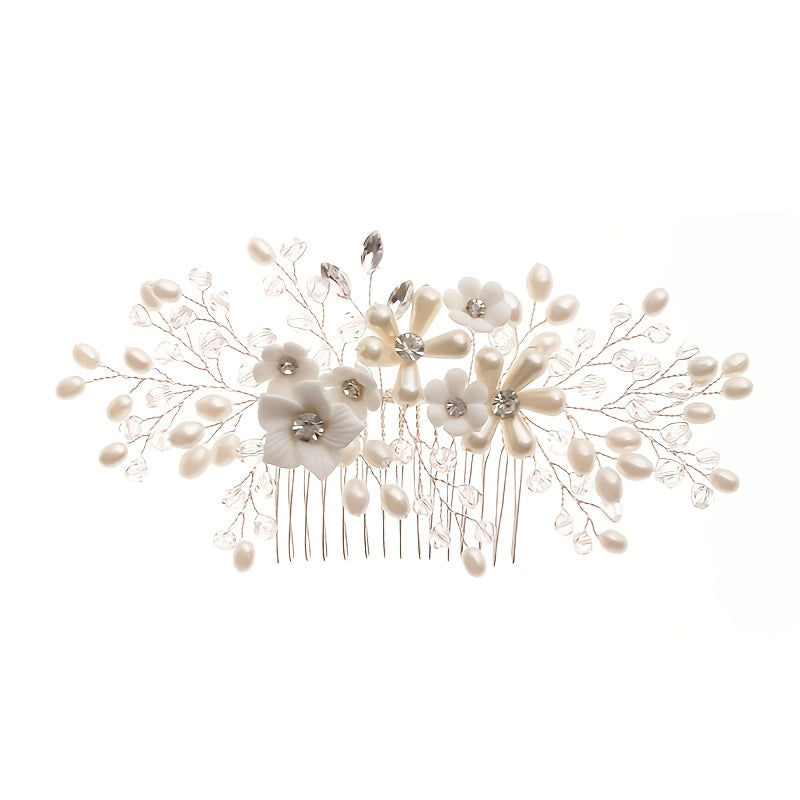Floral Wedding Comb Pearl Hairpiece Bridal Hair Accessories