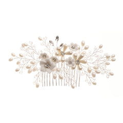 Floral Wedding Comb Pearl Hairpiece Bridal Hair Accessories