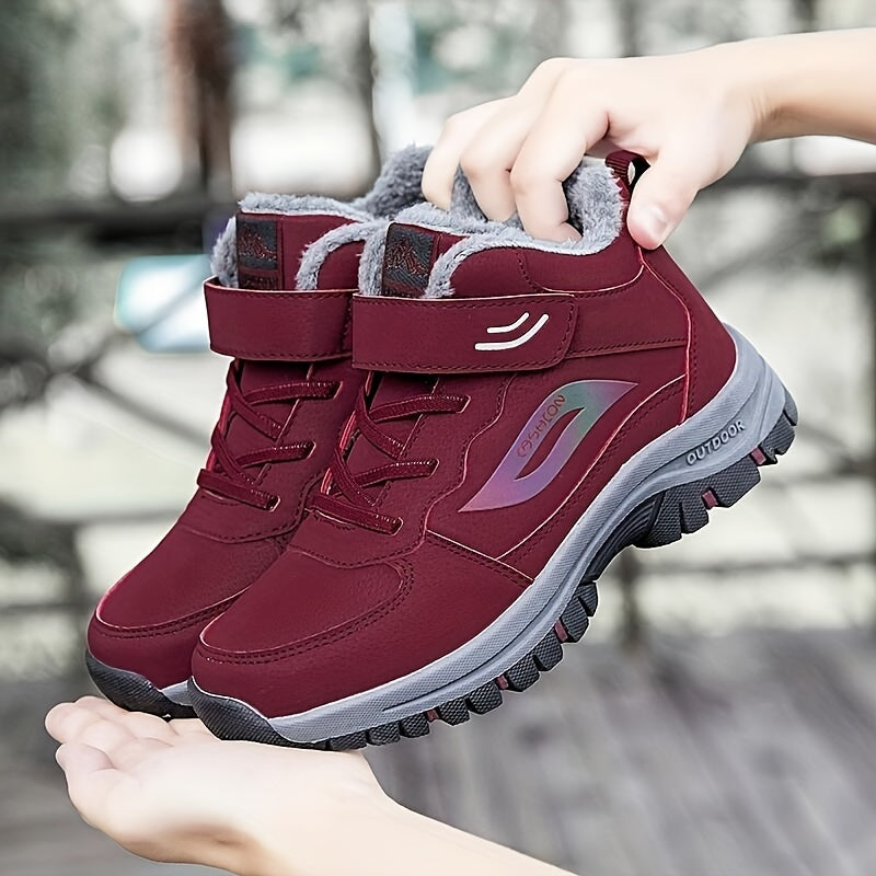 Outdoor Hiking Boots Hook & Loop Fastener Lace-up Thermal Sports Shoes