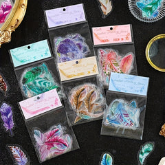 40pcs Pvc Hand Account Sticker Feather Scrapbook Material