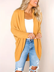  Casual Cardigan Women Solid Long Sleeve Open Front Drop Shoulder
