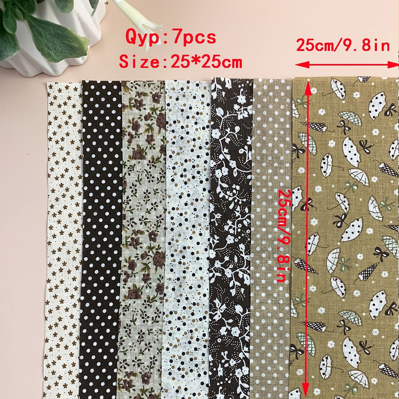 7pcs Cotton Patchwork Fabric Craft Material for Sewing Home Decor
