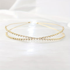 Crossed Rhinestone Headband Skinny Headdress Hair Band for Wedding