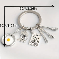 Cooking Tool Keychain Metal Toy Key Ring Purse Handbag Car Charm Gift