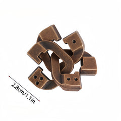 Brother Lock Classic Metal Puzzle Antique Bronze Portable Mental Stimulation Toy