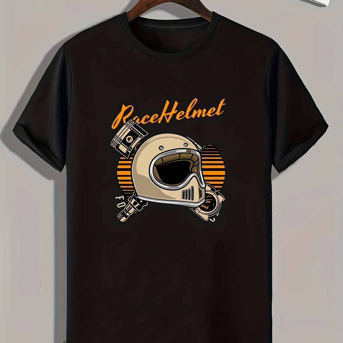 Race Helmet Print Men's Graphic T shirt Casual Comfy Tees For Summer