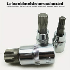 10pcs Triple Square Spline Bit Sockets Set Anti Rust Ratchets Wrench Hand Tools