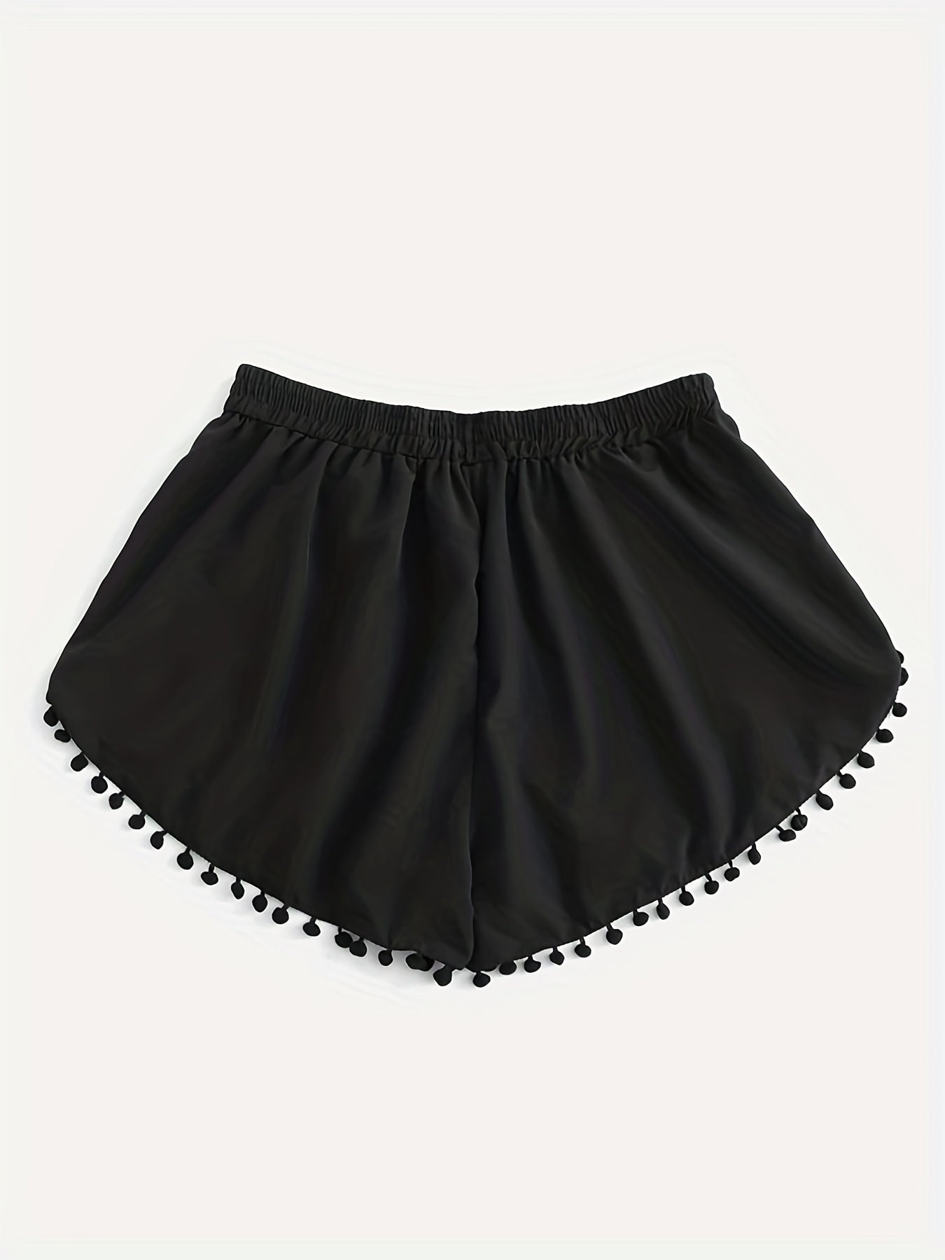  Vacay Shorts Women's Plus Elastic Pompom Trim Stretch Shorts