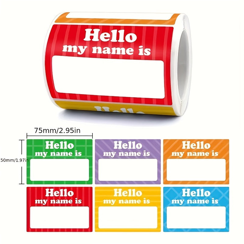 250pcs Hello My Name Is Stickers Labels Name Tags 75x50mm