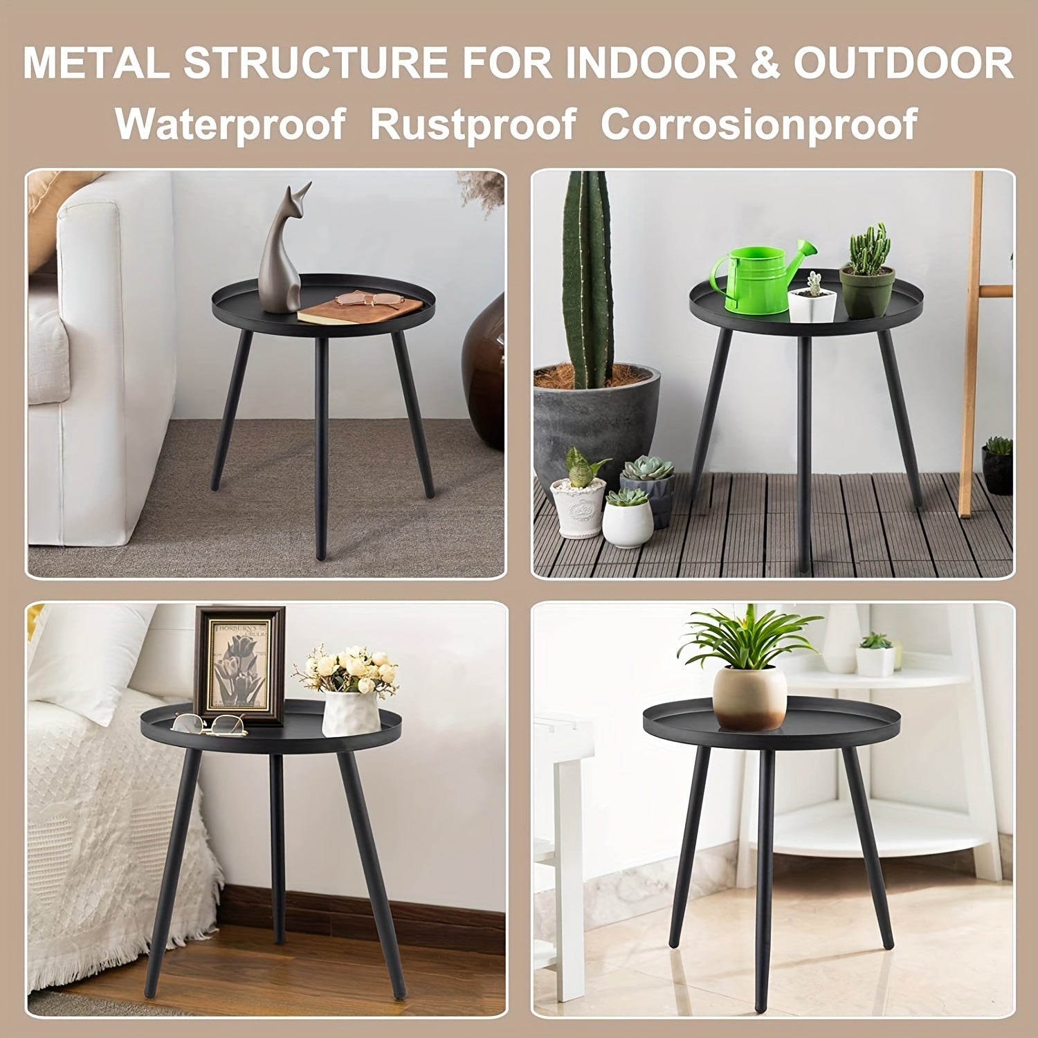 Metal End Table Side Table Coffee Table for Living Room and Bedroom