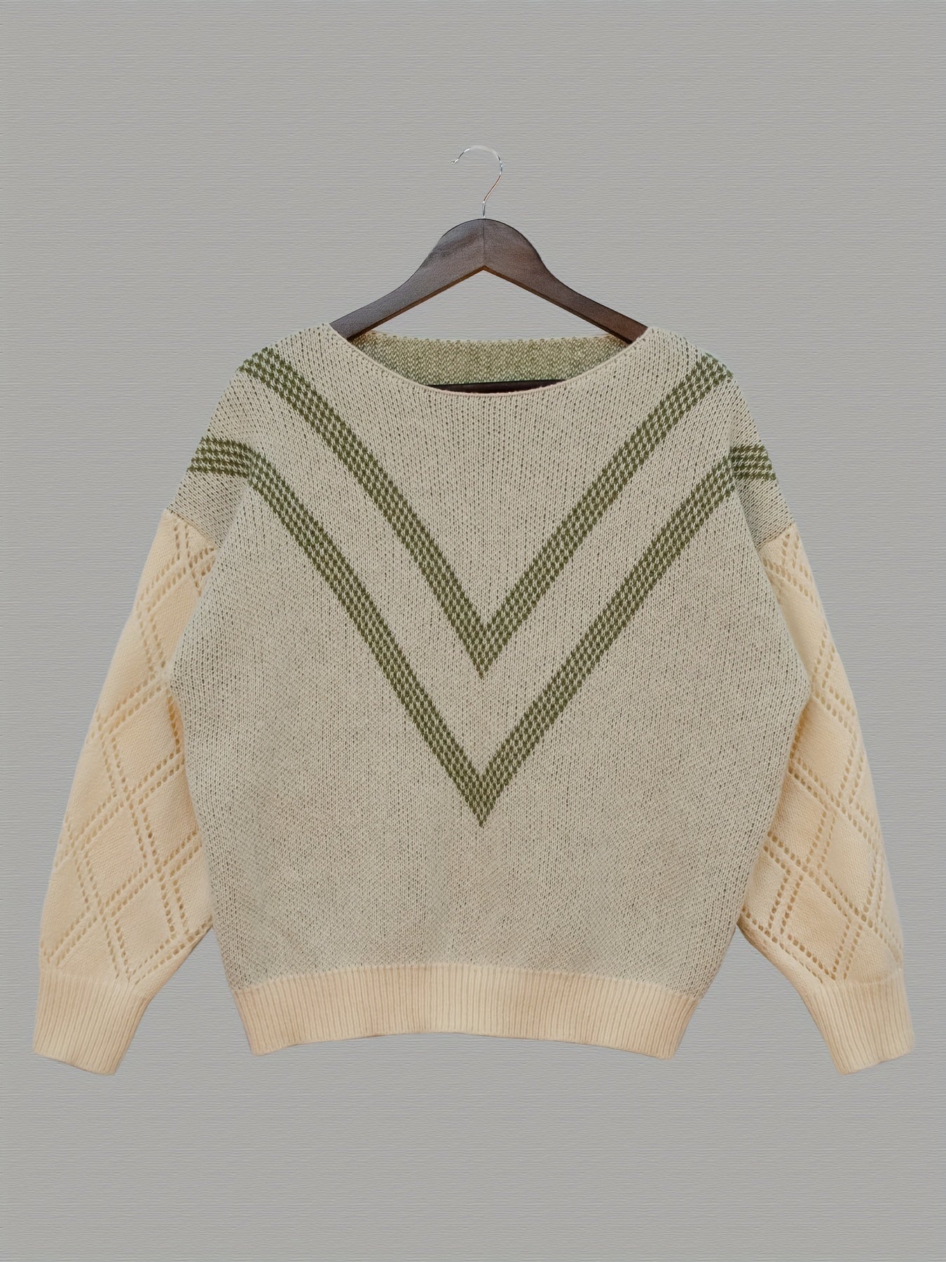  Striped Long Sleeve Round Neck Jumper