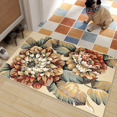 Vintage Floral Living Room Carpet Loop Velvet Non-slip Stain Resistant Rug
