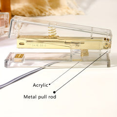 Clear Acrylic Stapler Champagne Hardware Desk Accessory Office Home School