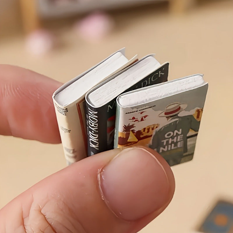 Micro House Library Bedroom Decor DIY Miniature English Books for 1 12 Dollh