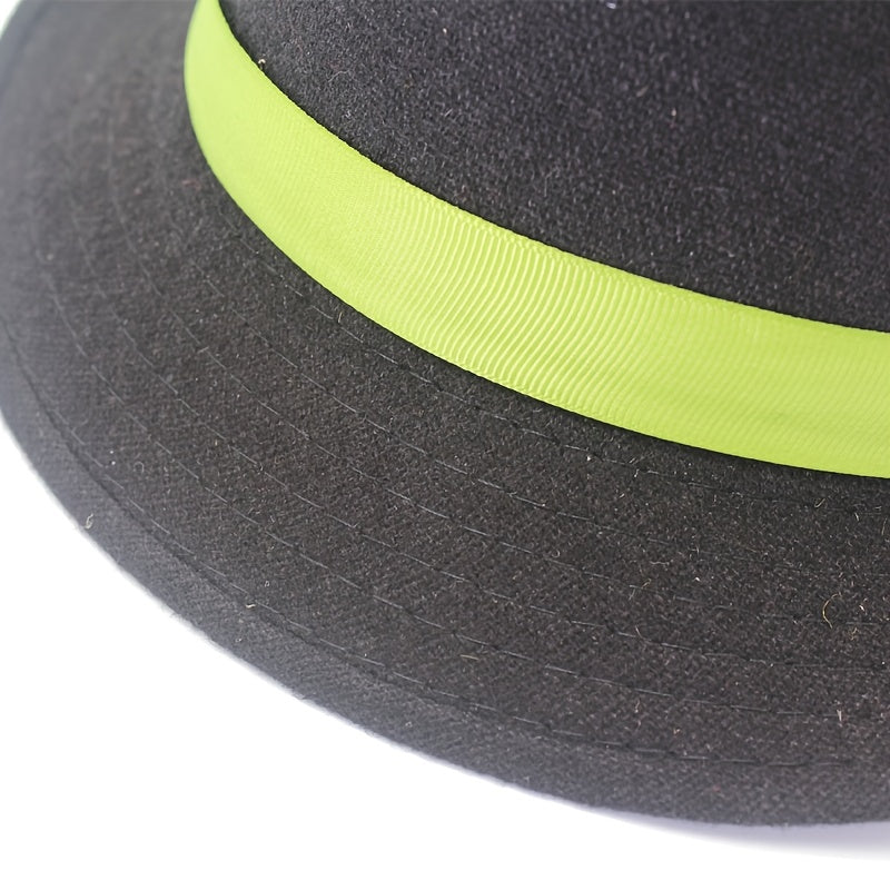 Women Flower Decor Fedora Hat Top Hat British Style Bowler Hat