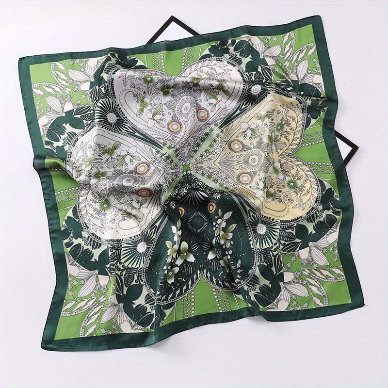 Square Scarf Block Print Satin Neckerchief Casual Bandana Women