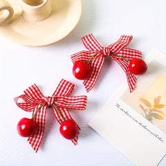 2pcs Cherry Hair Clips Mixed Bowknot Hair Accessories