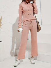  Ribbed Hoodie & Pants Two Piece Set