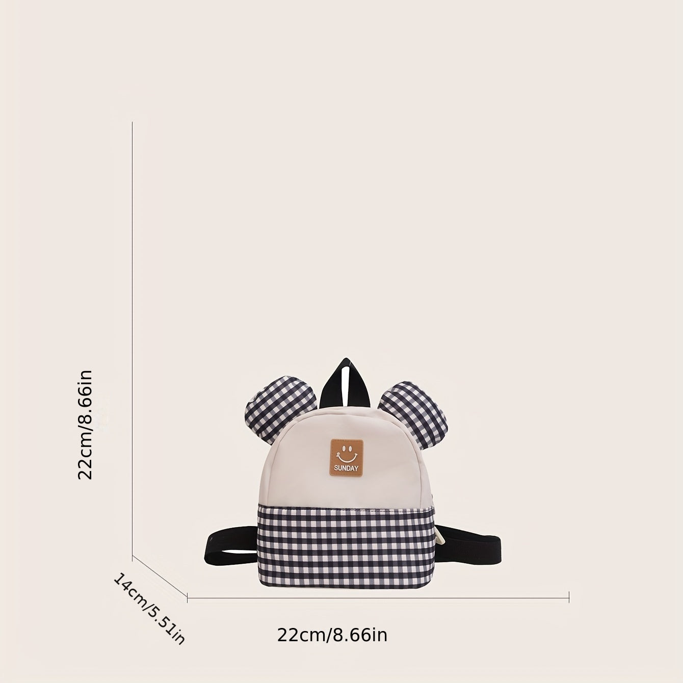 Plaid Ears Backpack for Kids, Small Schoolbag