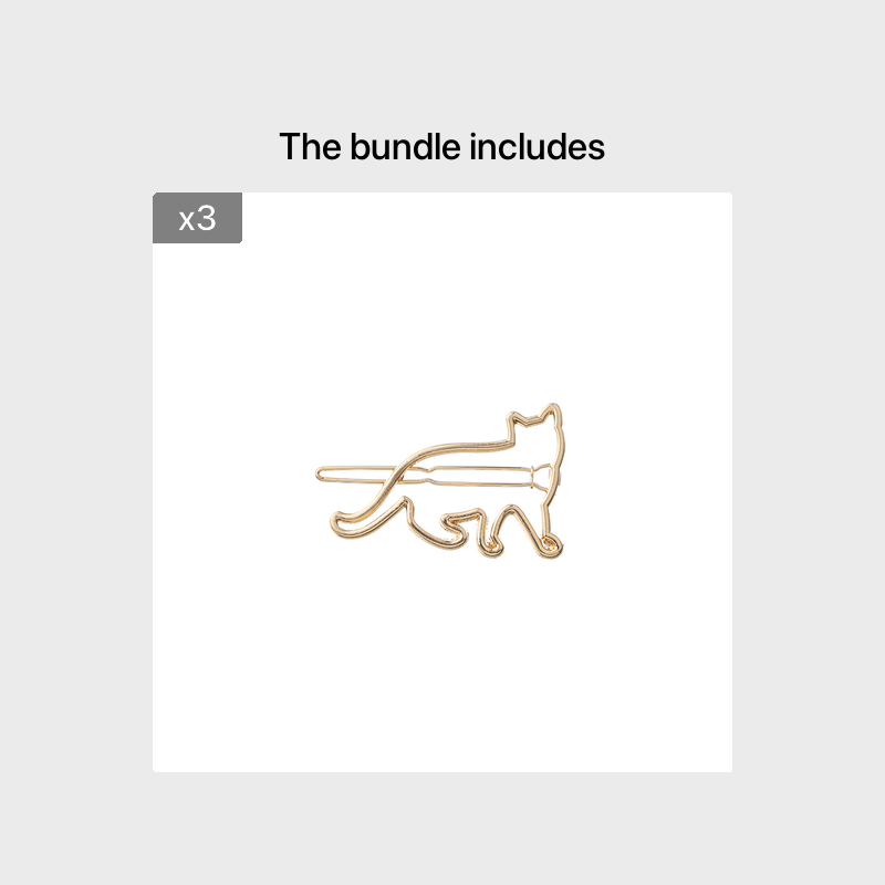 Kitten Cat Hair Clips Golden Silver Hair Barrette Jewelry Hairpins Accessories