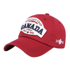 Adjustable Mens Peaked Cap w/ Maple Leaf Embroidery for Outdoor Activities