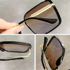 Oversized Square Frame Sunglasses Gradient Lens Y2K Style Eyewear