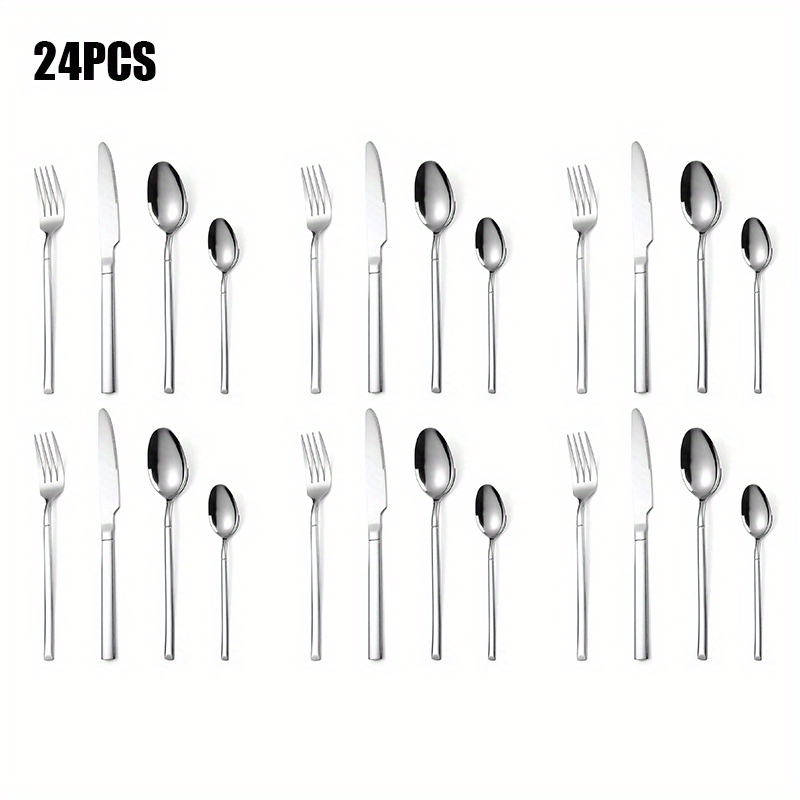 24pcs Silverware Set Mirror Polished Cutlery Utensil Set Home Kitchen
