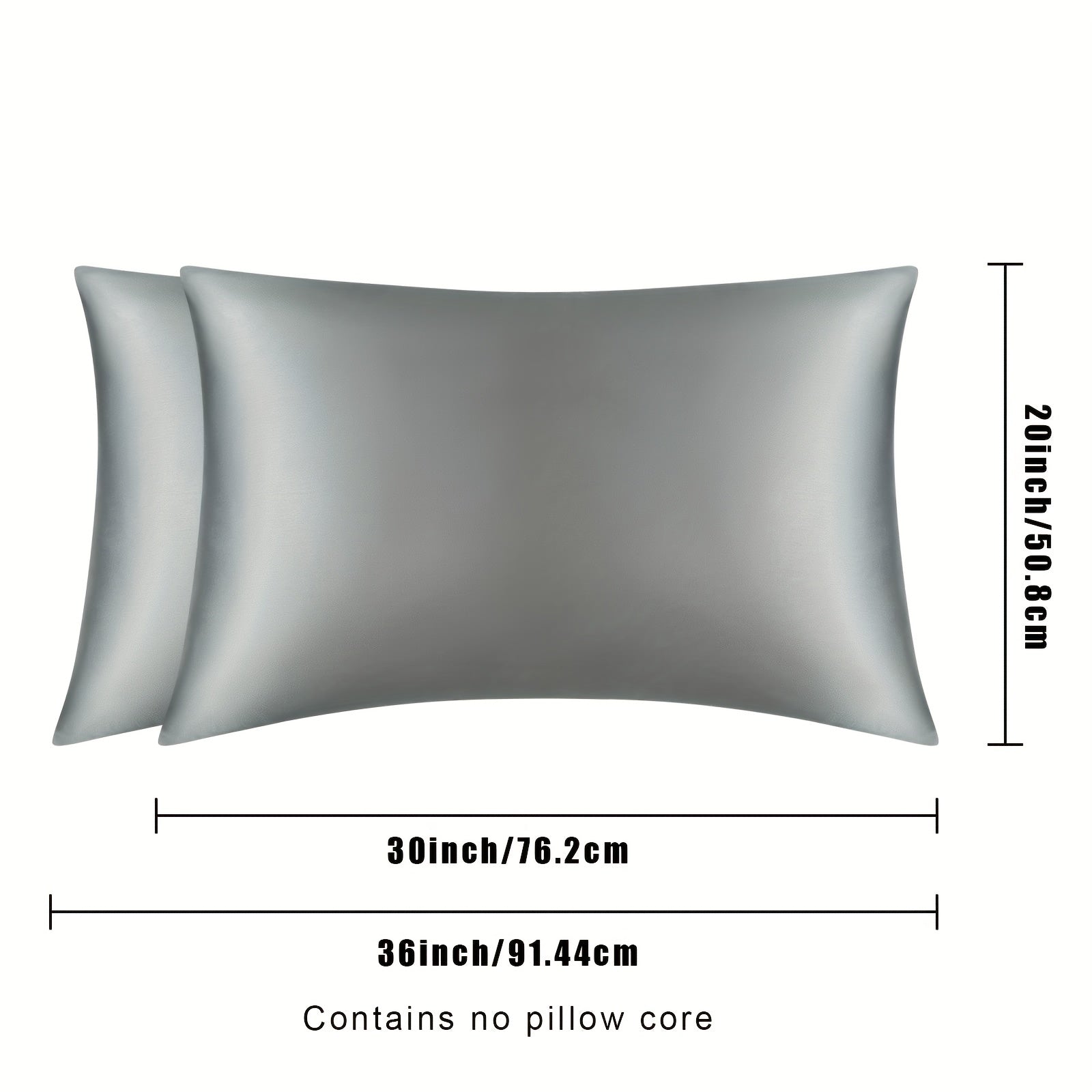 2pcs Silvery Grey Silk Pillowcase Satin Pillowcase with Envelope Closure