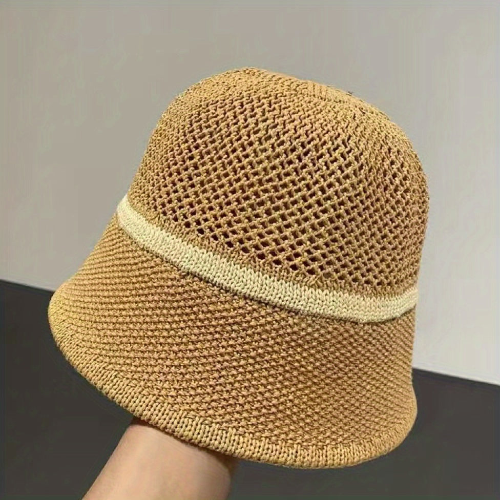 Breathable Crochet Sun Hat Casual Outdoor Bucket Hat for Women