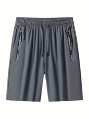 Men's Breathable Solid Shorts with Side Pockets Drawstring Elastic Waist