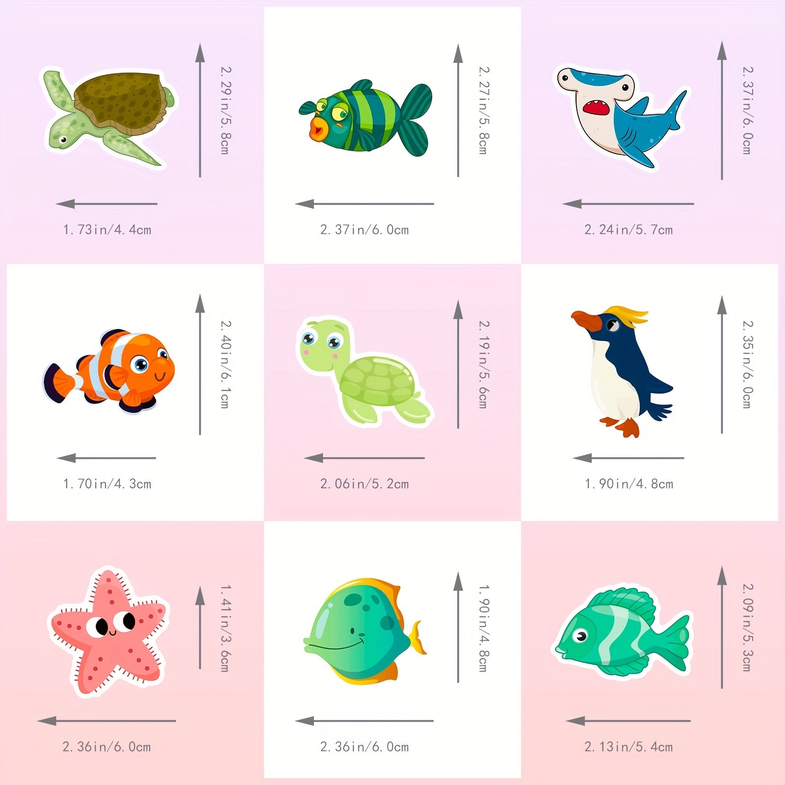 50pcs Ocean Animal Stickers Pack Fish Shark Decals Under The Sea Stickers