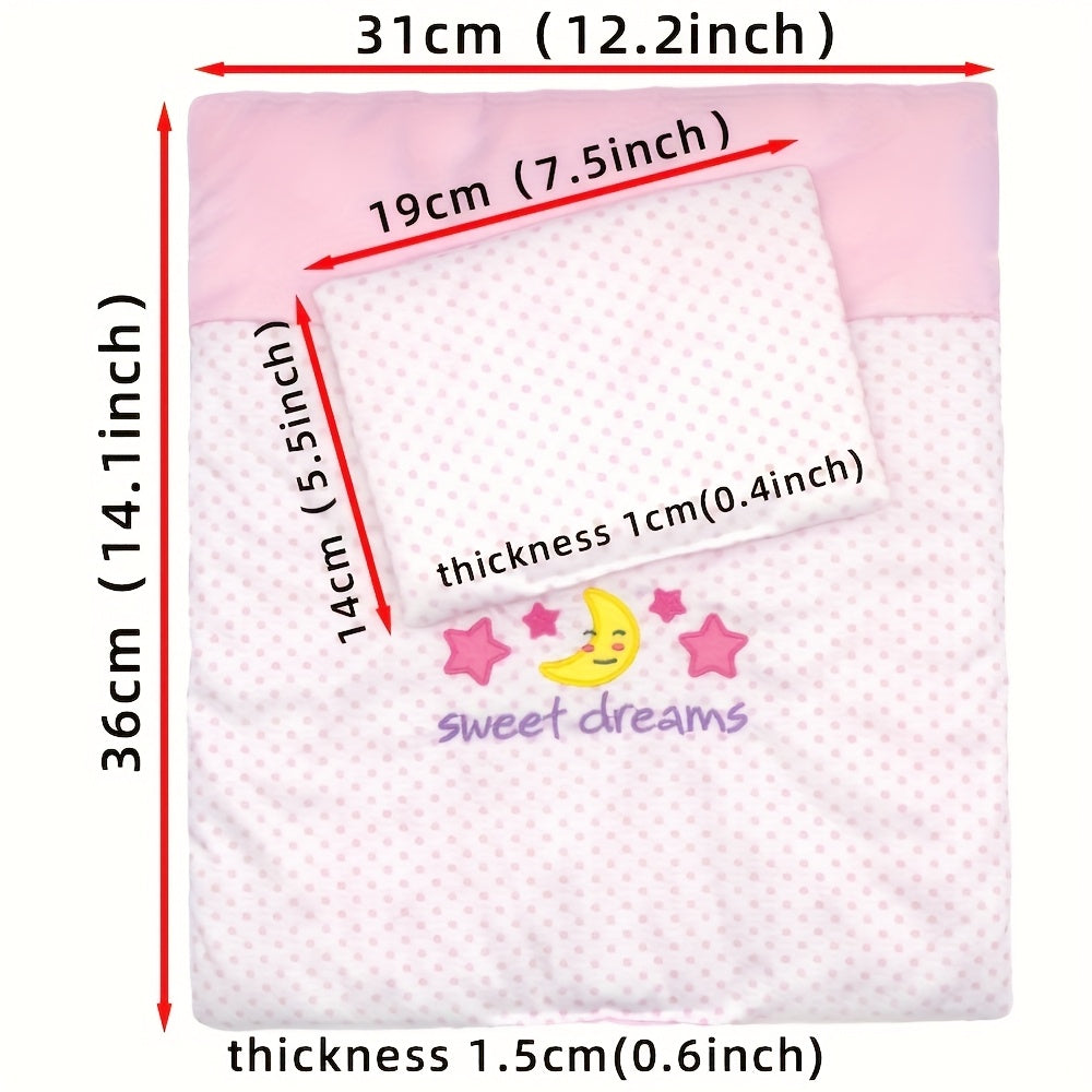 Pink Doll Toy Blanket Pillow Set for 12 18 Inch Dolls