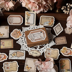 Vintage Flower Message Card Cowhide Notes 45 Sheets Boxed