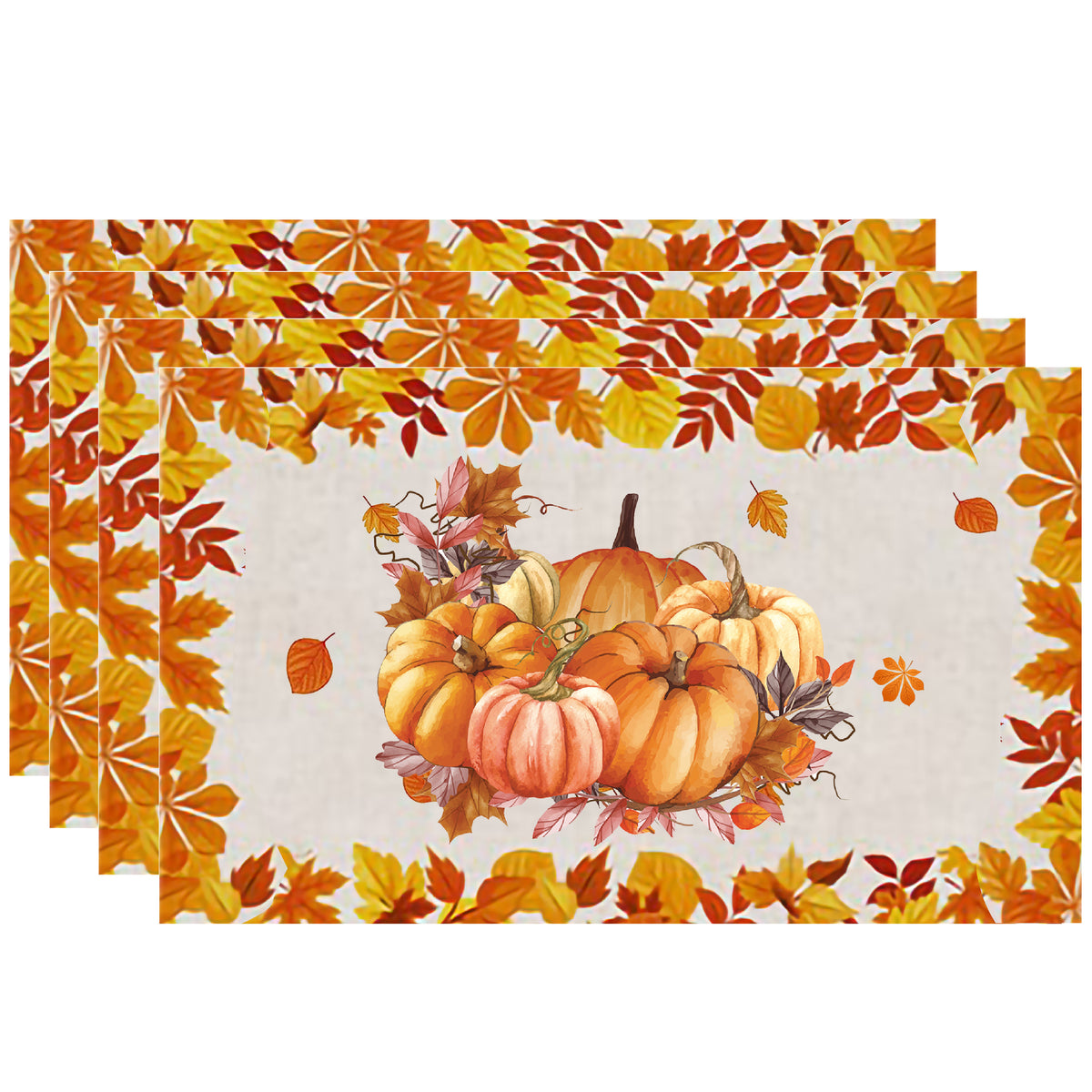 4pcs Colorful Halloween Autumn Pumpkin Placemats Heat Insulation Table Mat