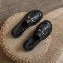 Women's Metallic Chunky Heel Loafers Slip On Shoes Comfortable Walking Shoes
